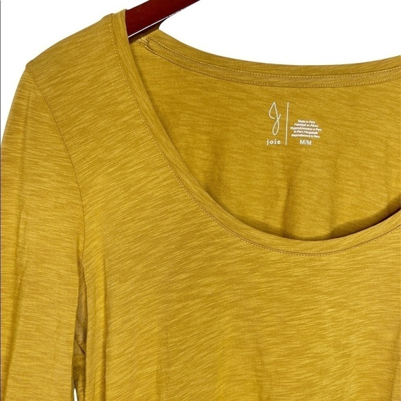 JOIE NWT Scoop Neck Modal Cotton Long Sleeve Top Size Medium in Heather Mustard - Picture 9 of 13